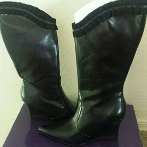 Black Tall Wedge Boot